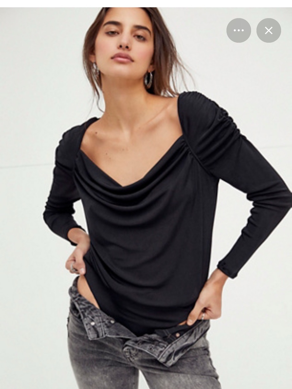 Free People Oh Lucky You Black Cowl Neck Bodysuit